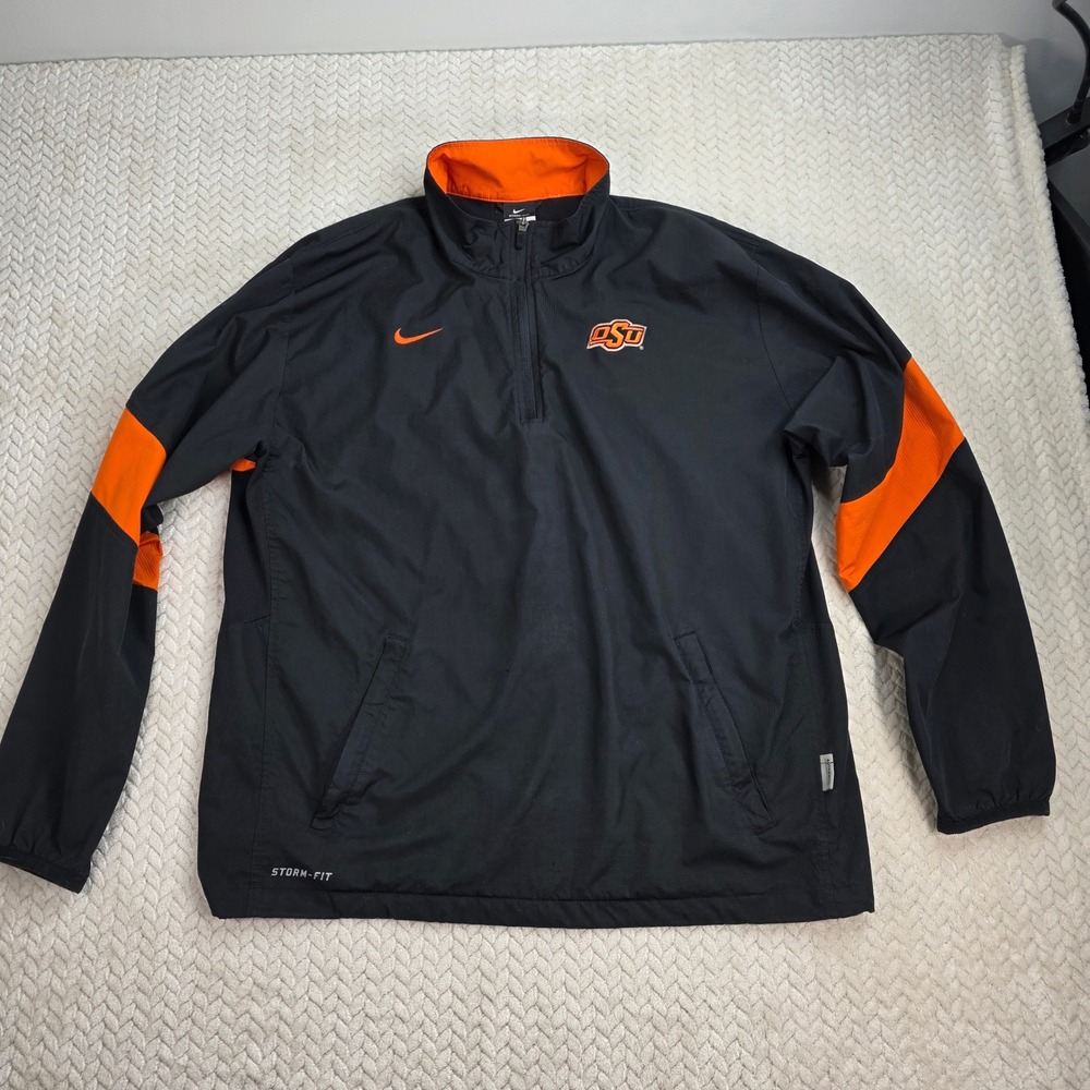 Nike Oklahoma State OSU Cowboys Storm-FIT Quarter‎ Zip Windbreaker Black Mens M